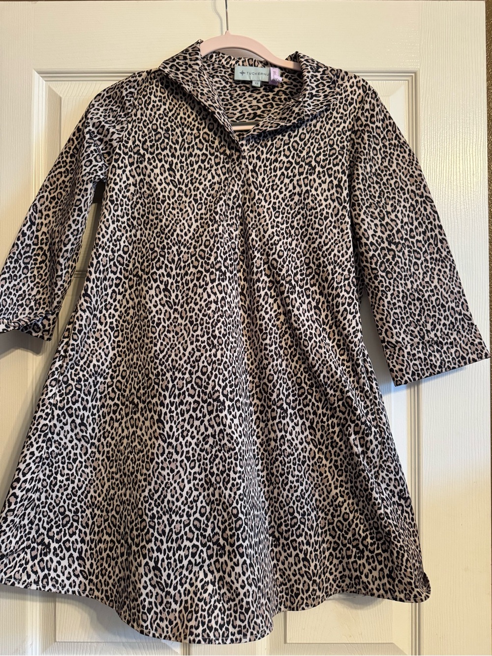 Tuckernuck Cheetah Leopard Print A-Line Tunic Dress - Taupe & Black XS